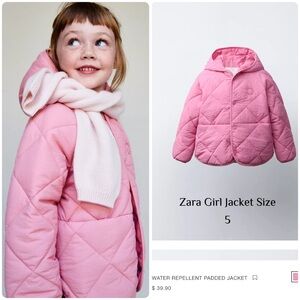 Zara Pink Quilted Jacket for Girls